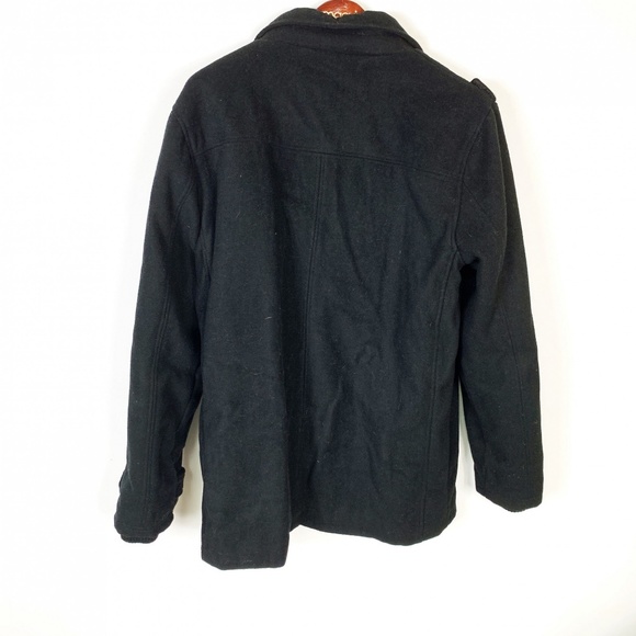 Buckle BKE Mens L Wool Blend Black Peacoat Jacket - Picture 2 of 8